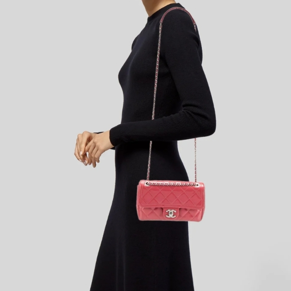 CHANEL Pink Small Coco Shine Quilted Patent Shoulder Flap Bag - Picture 2 of 7